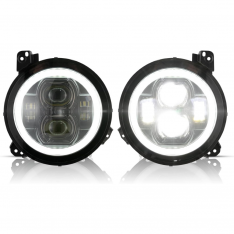 Lighting Trendz 9" Round LED Headlight Replacements w/Halo DRL Boards